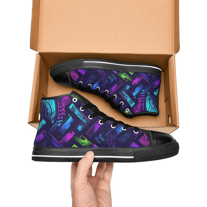 MEN'S Electric Houndstooth Dream 1 High Top Canvas Grunge Shoes