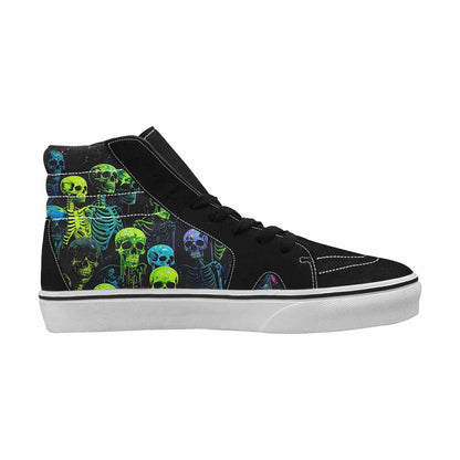 MEN'S Skeletons  Neon Green High Top Canvas Y2K Custom Shoes