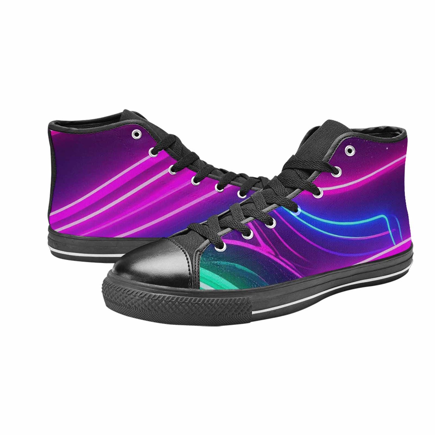 MEN'S 80S Neon Cartoon High Top Canvas Wallpaper Art Custom Sneakers