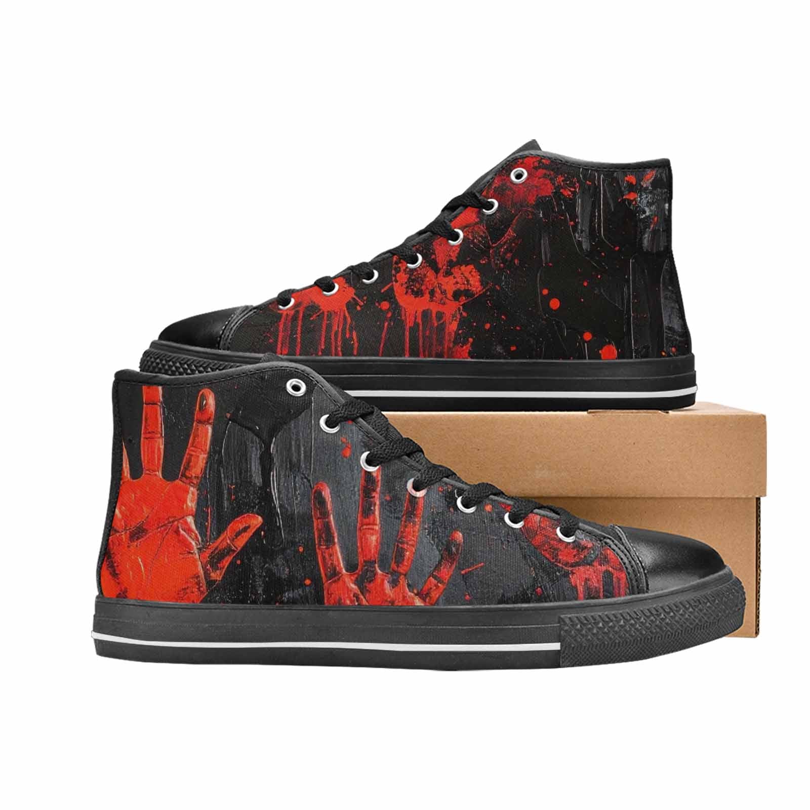 WOMEN'S Halloween Splatter Handprint High Top Canvas Aesthetic Custom Shoes