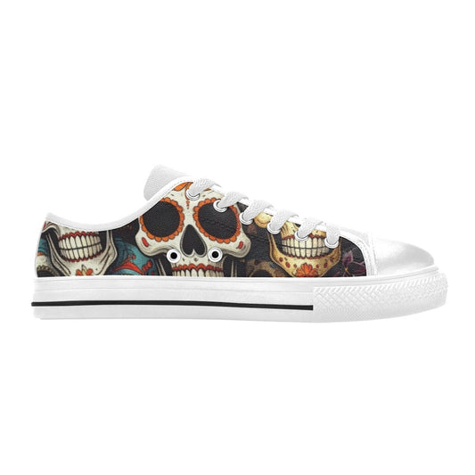KIDS' Aggressive Comic Sugar Skull Low Top Canvas Vibrant Chaos Sneakers