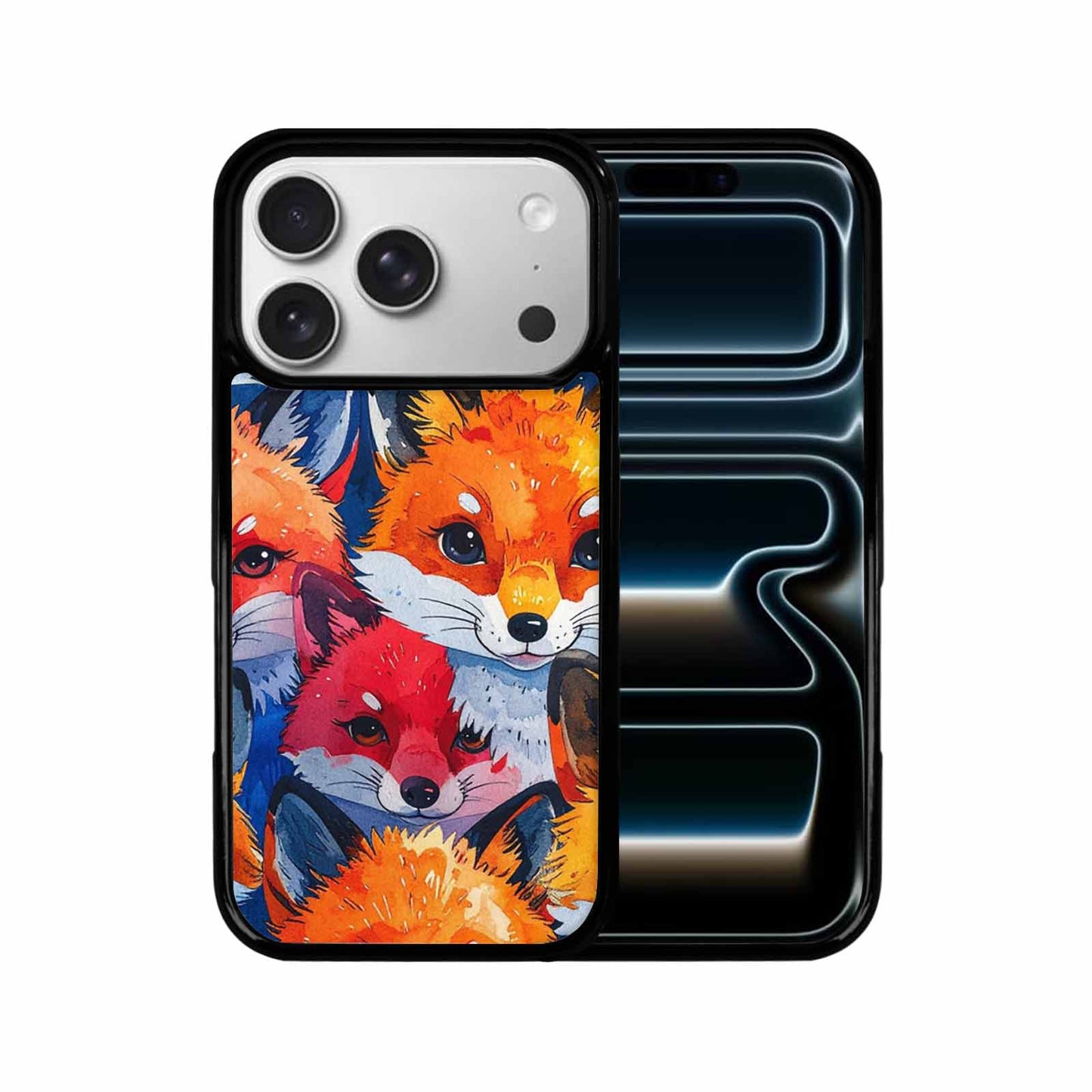 iPhone 17 Pro Case — Watercolor Kawaii Fox Faces Watercolor Abstract, Custom Made Phone Cover