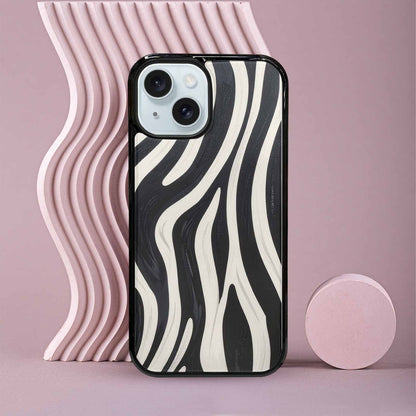 iPhone 15 Case — Modern Zebra Stripe Custom Personalized Phone, Original Design Phone Case