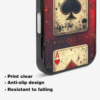 iPhone 16 Case — Playing Card Suits Pattern Poker Chips, Unique Phone Case Design