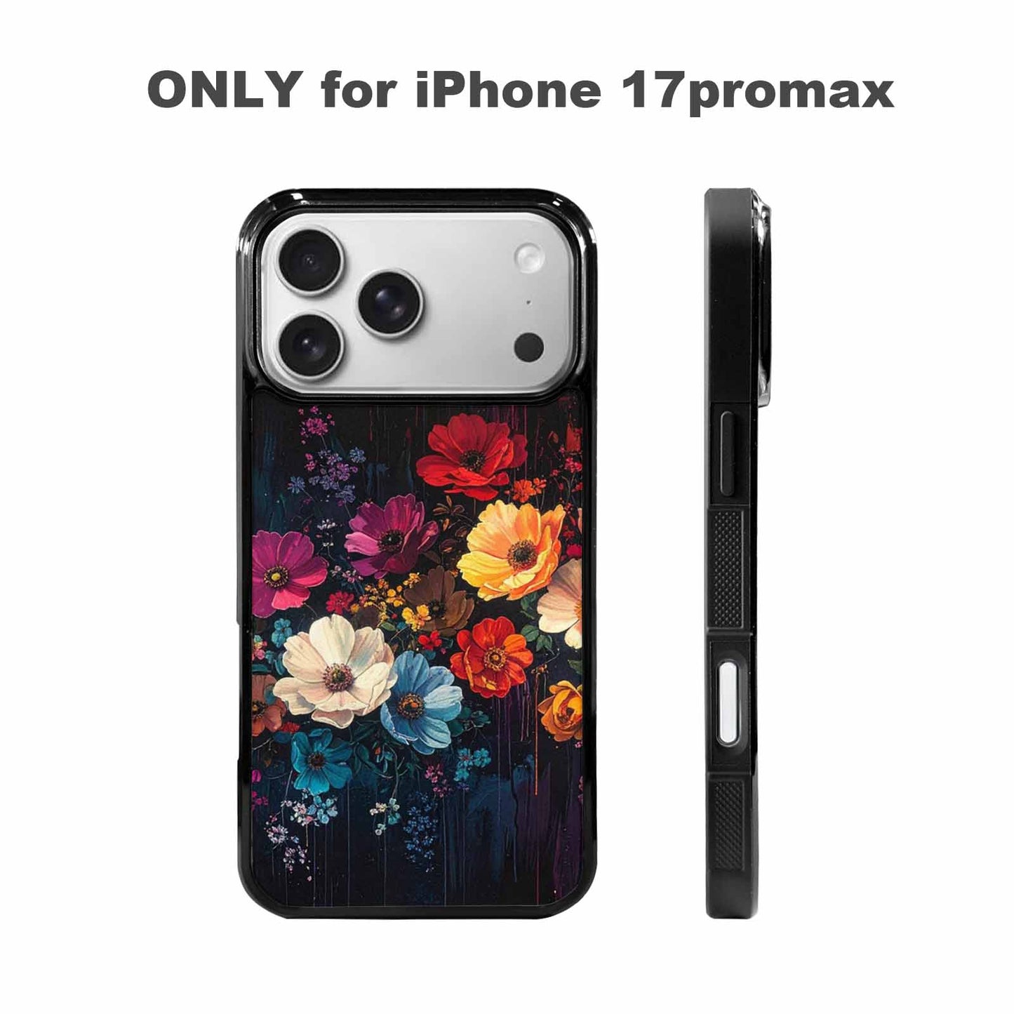 iPhone 17 Pro Max Case — Shadowy Glitch Floral Pattern Floral, Custom Printed Phone Case