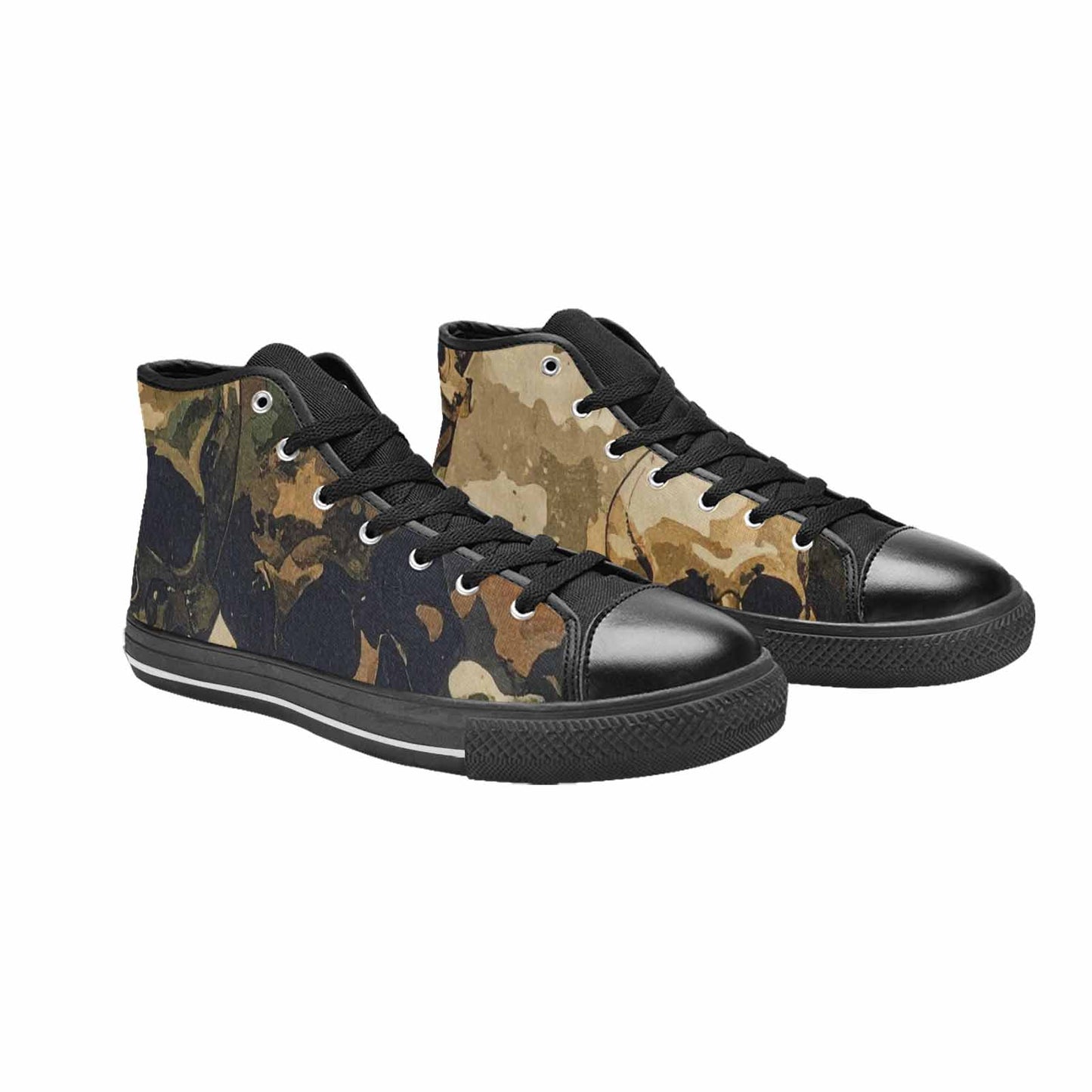 MEN'S Military Camo Skull High Top Canvas Grunge Custom Shoes
