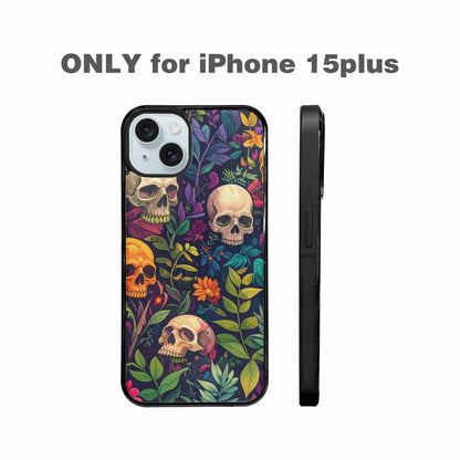 iPhone 15 Plus Case — Skulls Botanicalskulls Pattern, Customized Protective Case