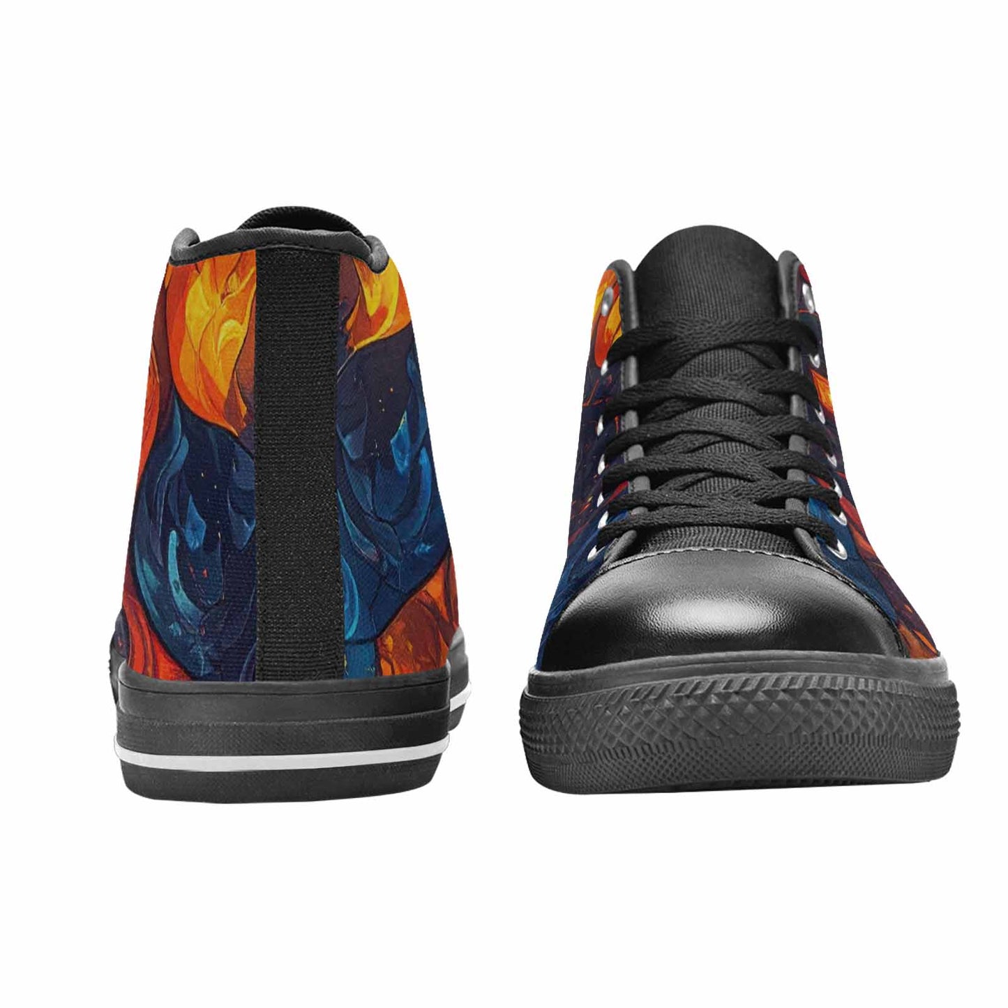 WOMEN'S Fire Flame High Top Canvas Grunge Shoes