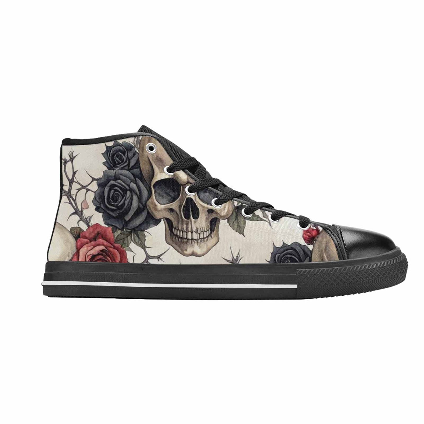 MEN'S Skulls - Roses High Top Canvas Neon Fantasy Custom Shoes