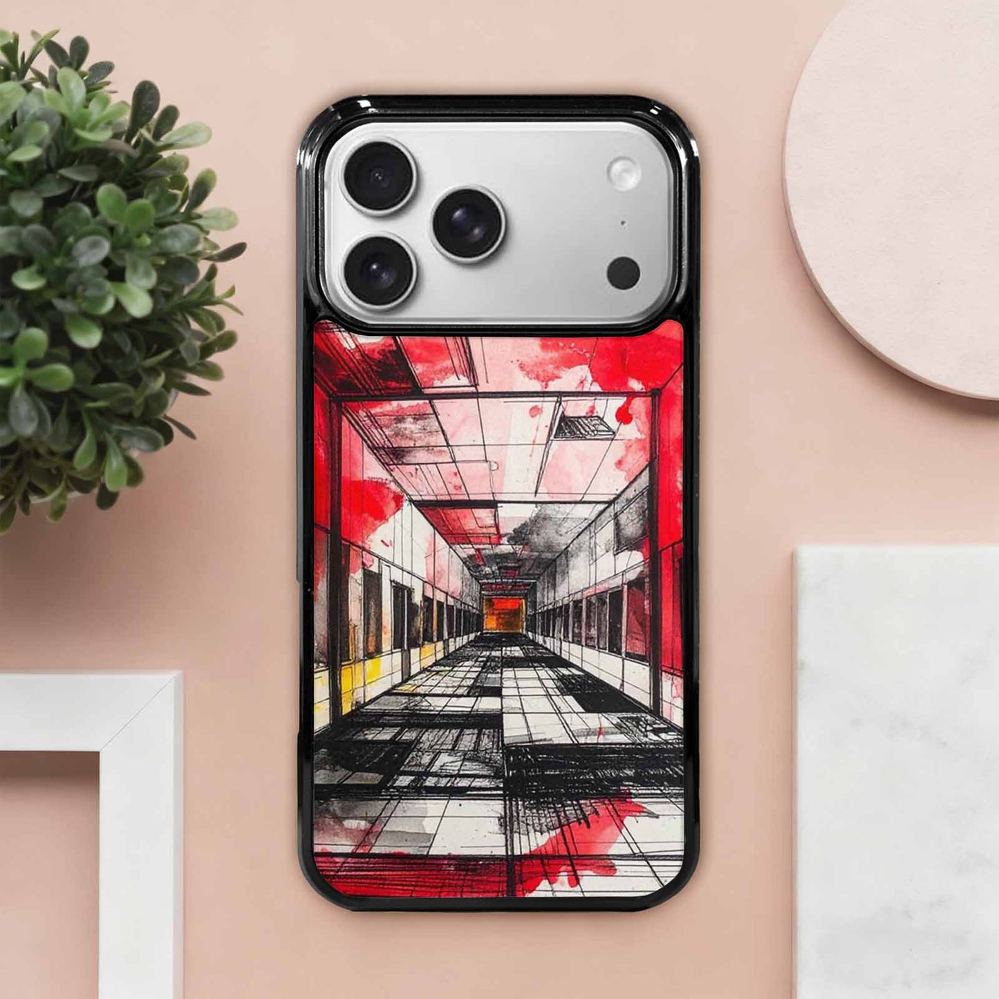 iPhone 17 Pro Max Case — Black &amp; Red Ink Galaxy Space, Original Design Phone Case