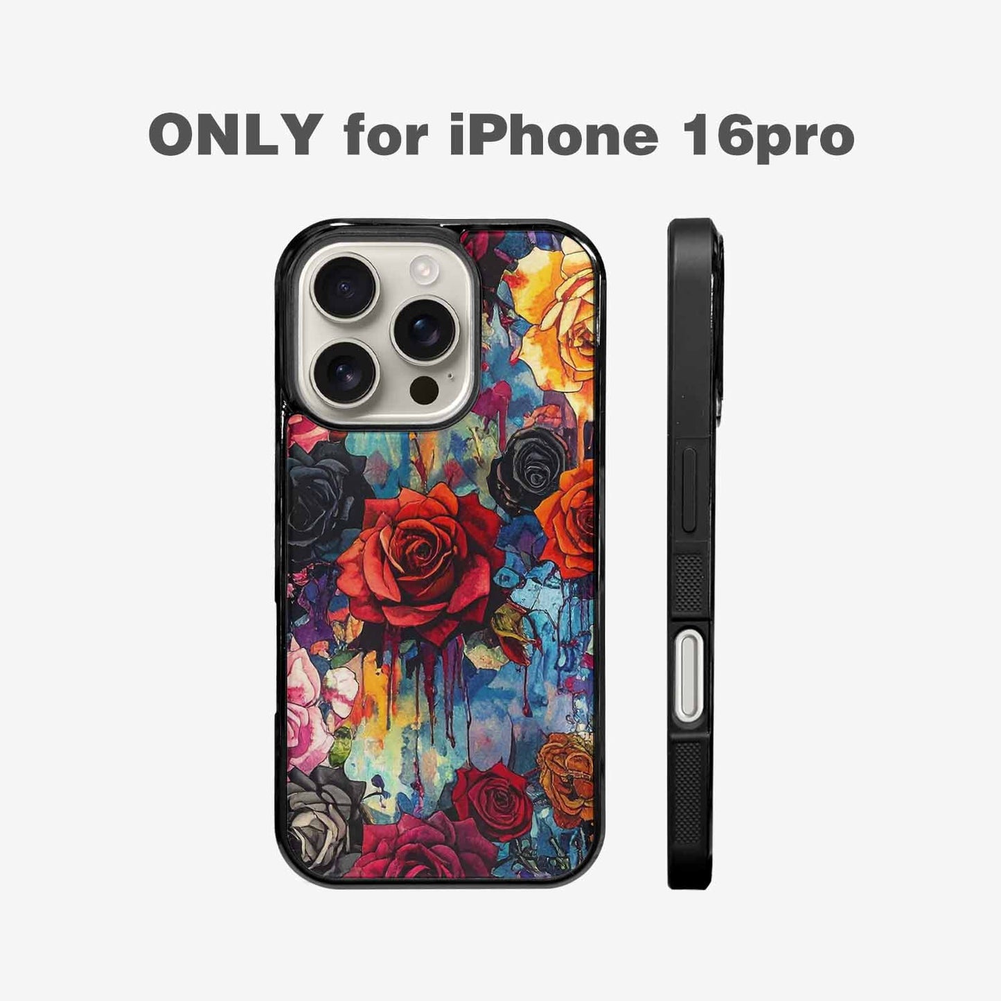iPhone 16 Pro Case — Gothic Rose Gothic Roses Pattern Hundreds, Custom Printed Phone Case