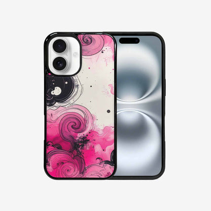 iPhone 16 Case — Van Gogh Swirl Black Pink Ink, Customized Protective Case
