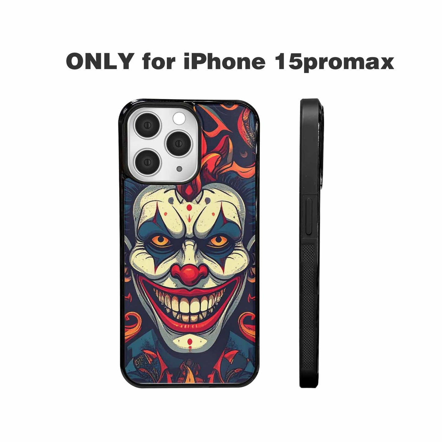 iPhone 15 Pro Max Case — Evil Circus Heads Faces Overlapping Patterns, Custom Art Phone Cover