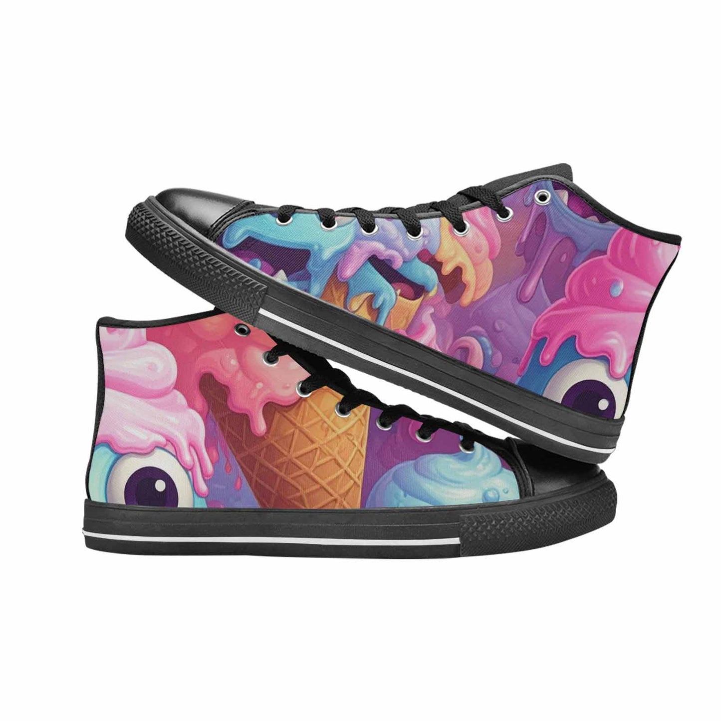 MEN'S Melting Icecream Cone Monster High Top Canvas Dark Academia Custom Shoes