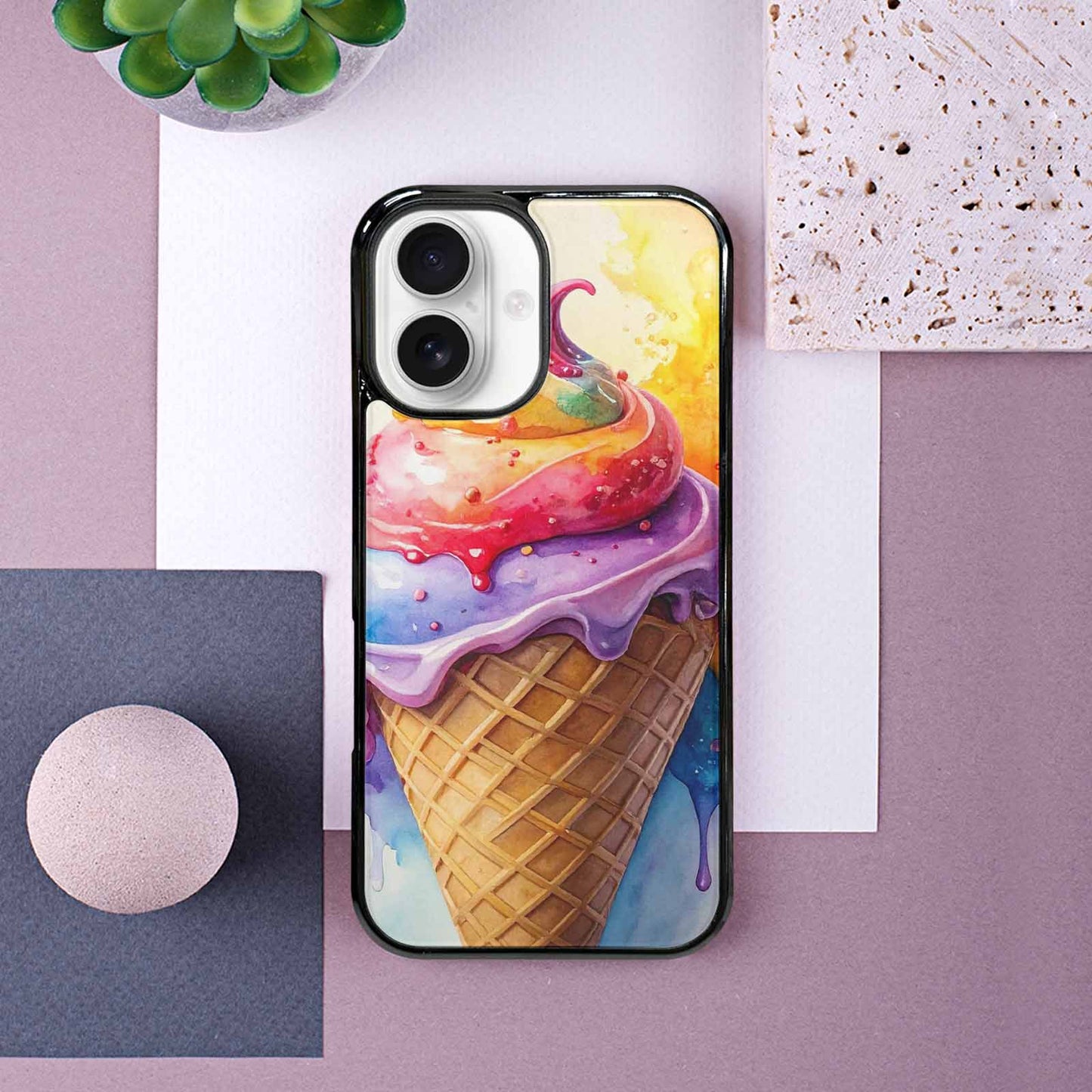 iPhone 16 Case — Melting Icecream Collage Custom, Customized Protective Case