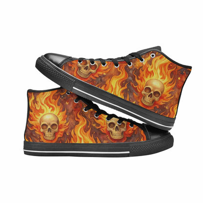 MEN'S Skulls - Flaming High Top Canvas Dark Academia Custom Sneakers
