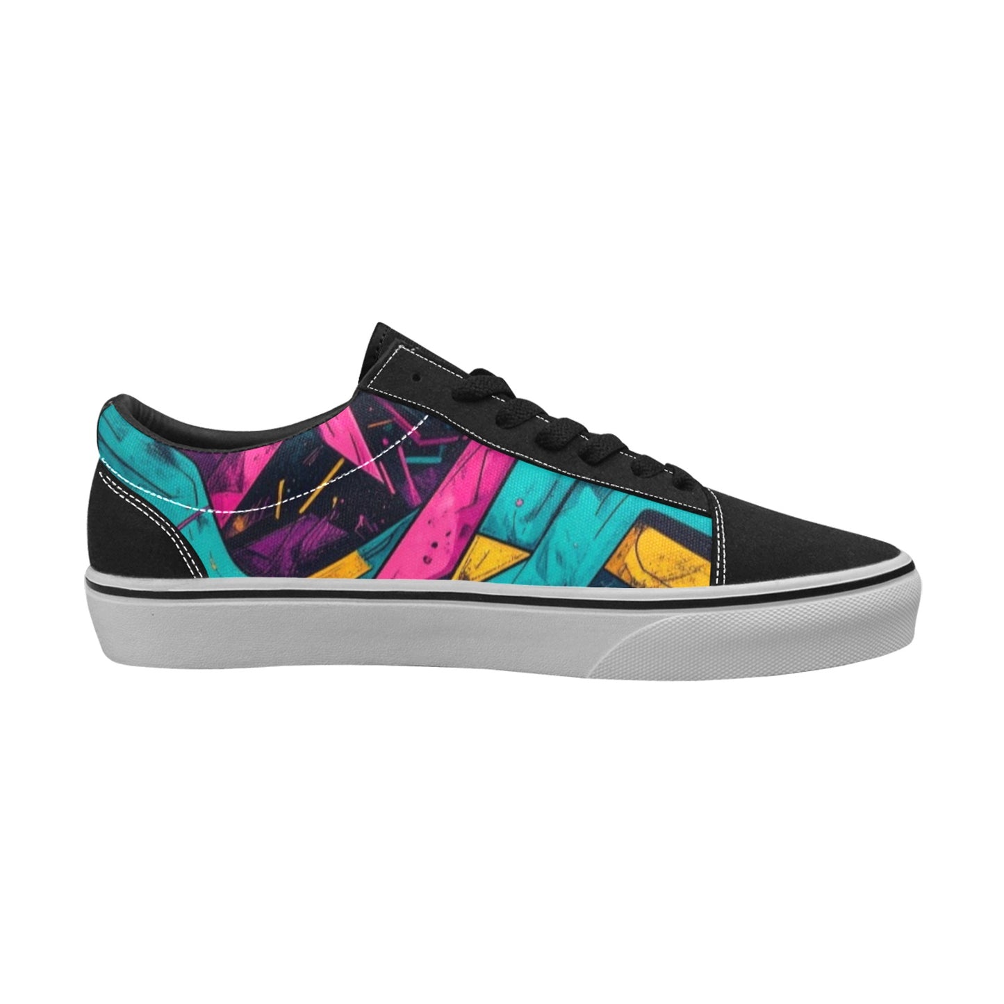 MEN'S Neon Squiggle Memphis Custom Low Top Skateboarding Grunge Sneakers