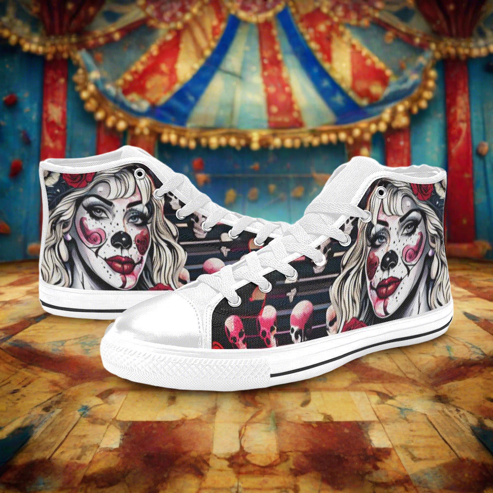 Chinese Dragon White Gold Wearable WOMEN Bold Art - Freaky Shoes | Custom Art Sneakers