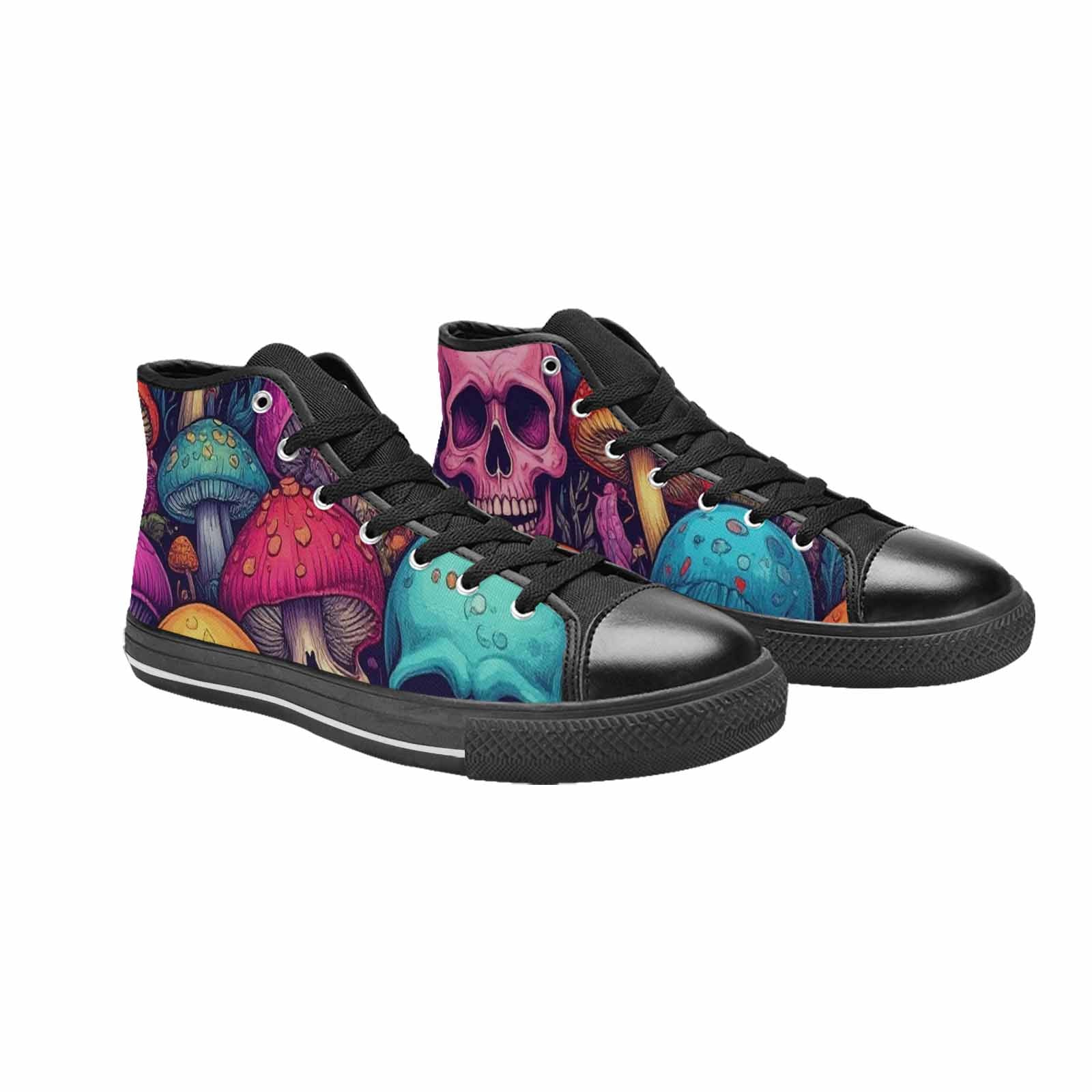 MEN'S Mushroom Skull High Top Canvas Neon Fantasy Sneakers