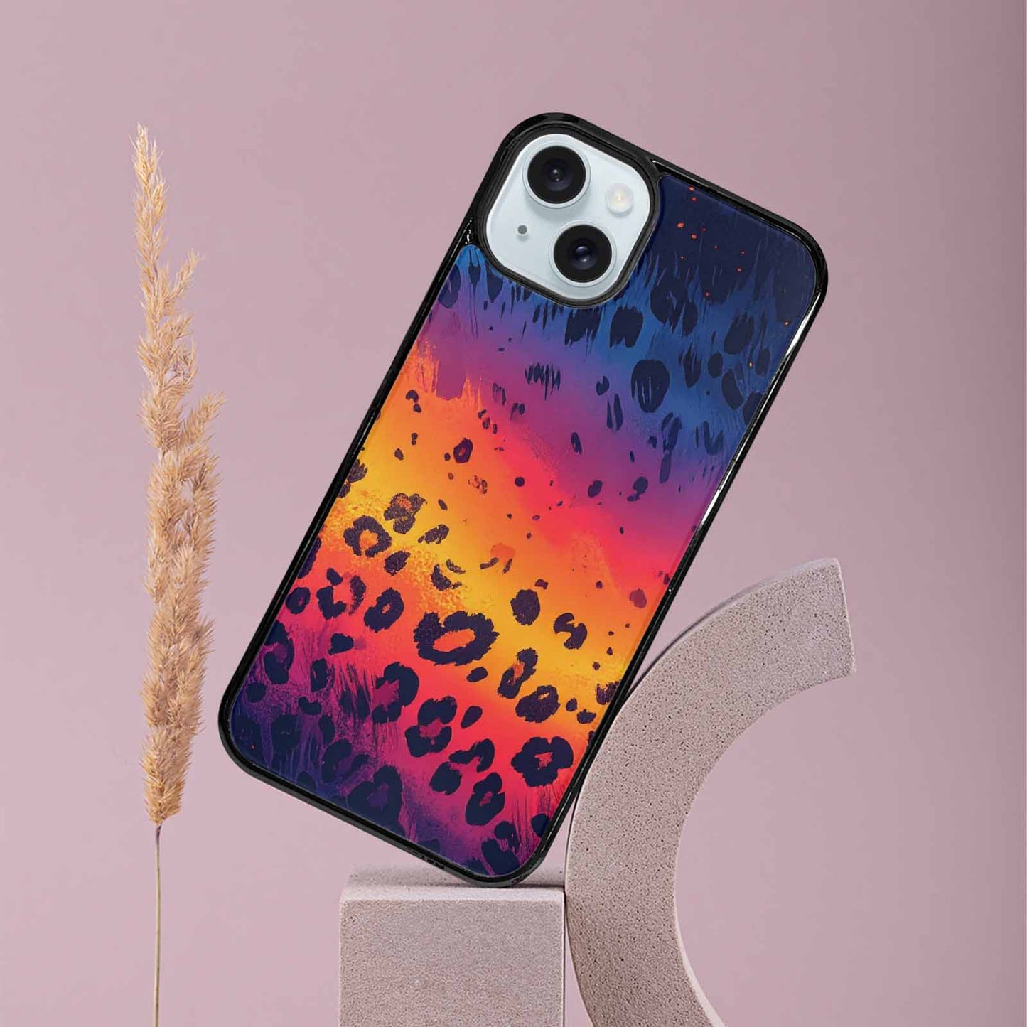 iPhone 15 Plus Case — Leopard Print Gradient, Personalized Phone Case