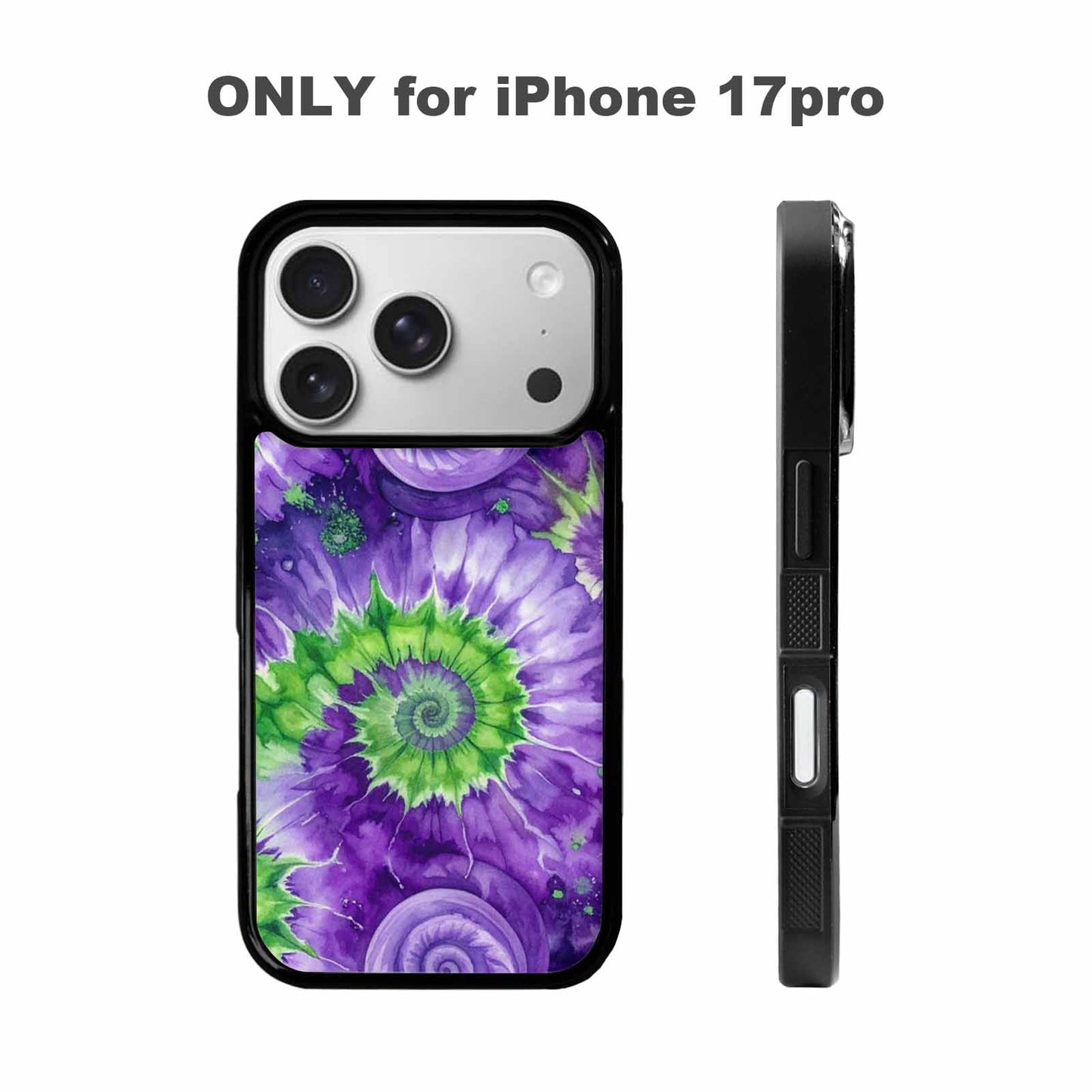 iPhone 17 Pro Case — Tie Dye Purple Green Blended Tie, Customized Protective Case