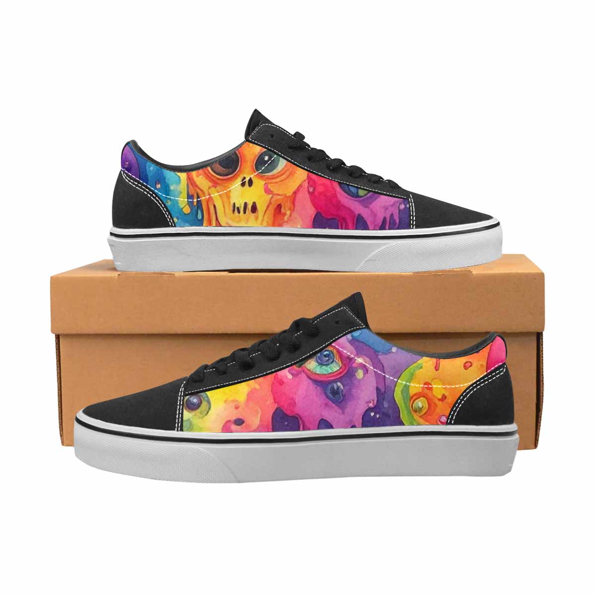 WOMEN'S Aliens  Tie Dye Lace-Up Canvas Neon Fantasy Custom Shoes