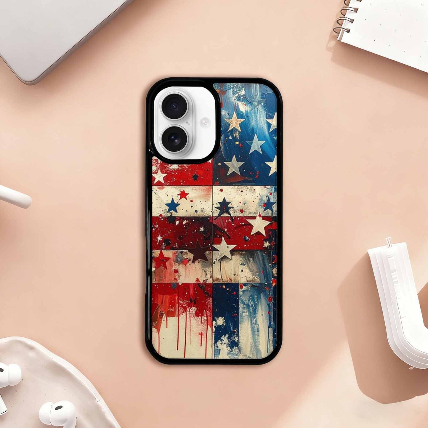 iPhone 17 Case — Patriotic Stars And Stripes Galaxy Space, Unique Phone Case Design