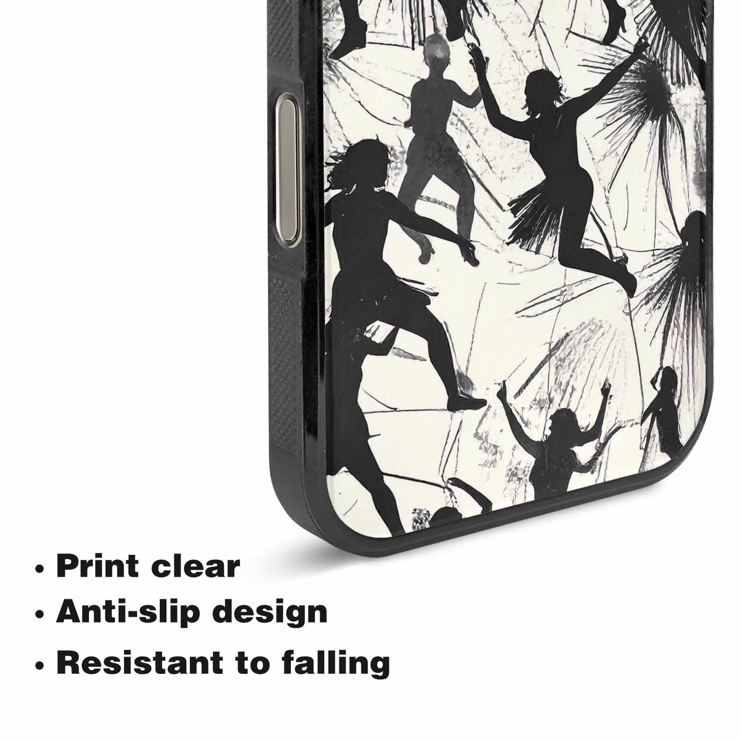 iPhone 16 Pro Max Case — Bold Dancing Figure Line Art Pattern, Custom Phone Case