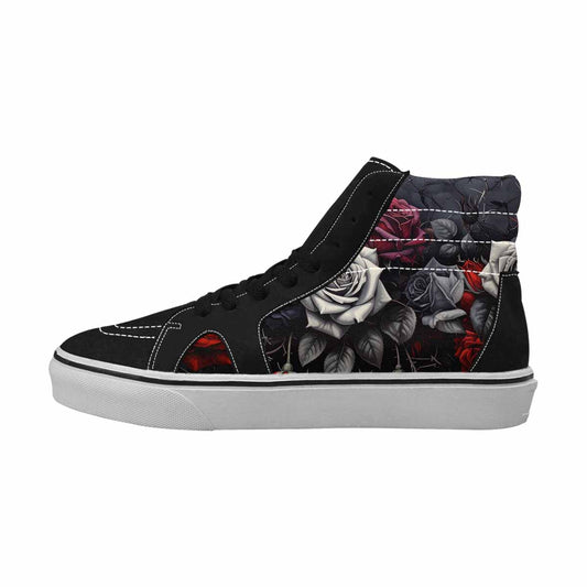 WOMEN'S Black Gothic Rose High Top Canvas Vivid Sneakers