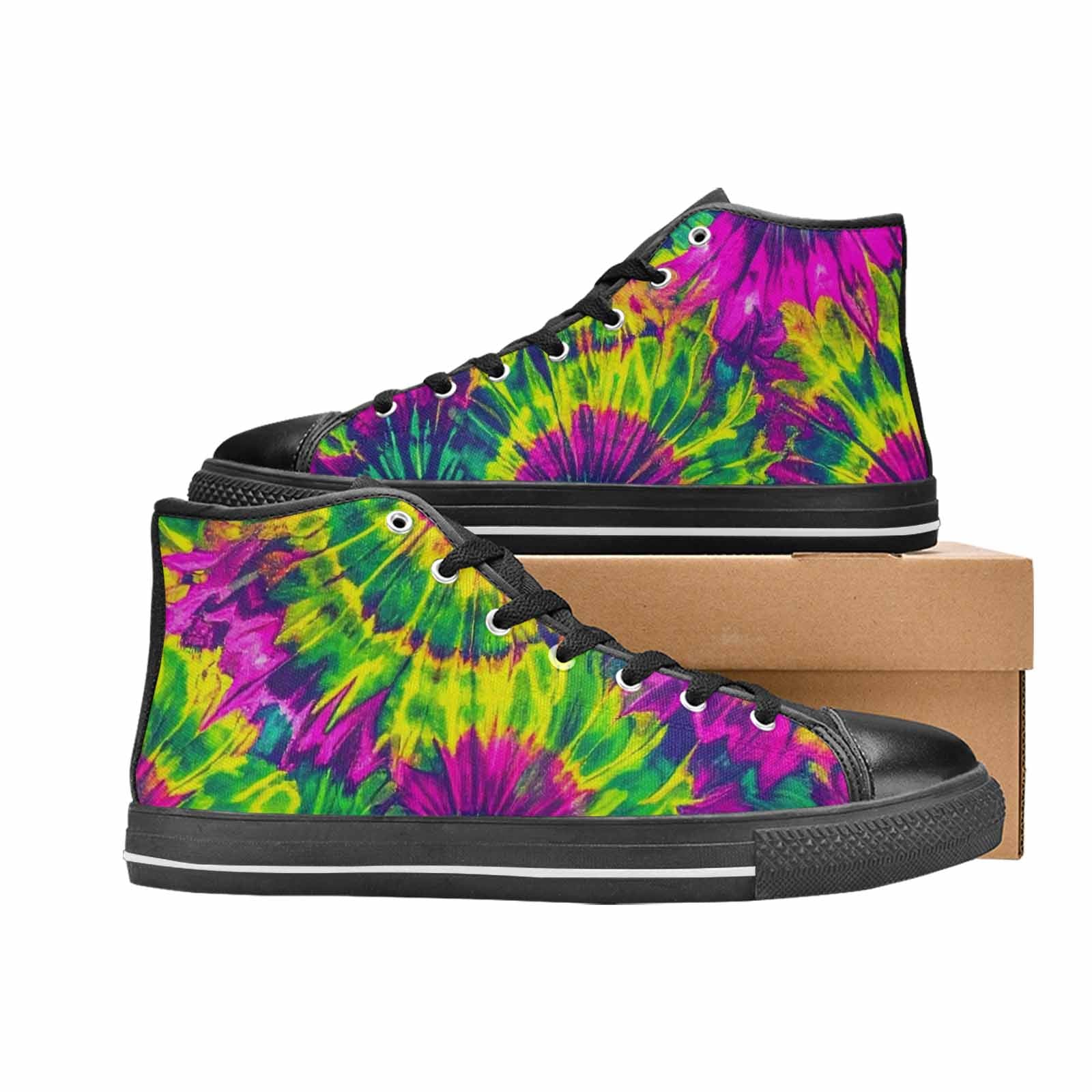 MEN'S Tie Dye - High Top Canvas Cottagecore Custom Shoes