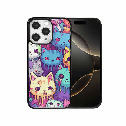 iPhone 15 Pro Max Case — Pastel Gore Cat Character Pattern Hundreds, Custom Printed Phone Case