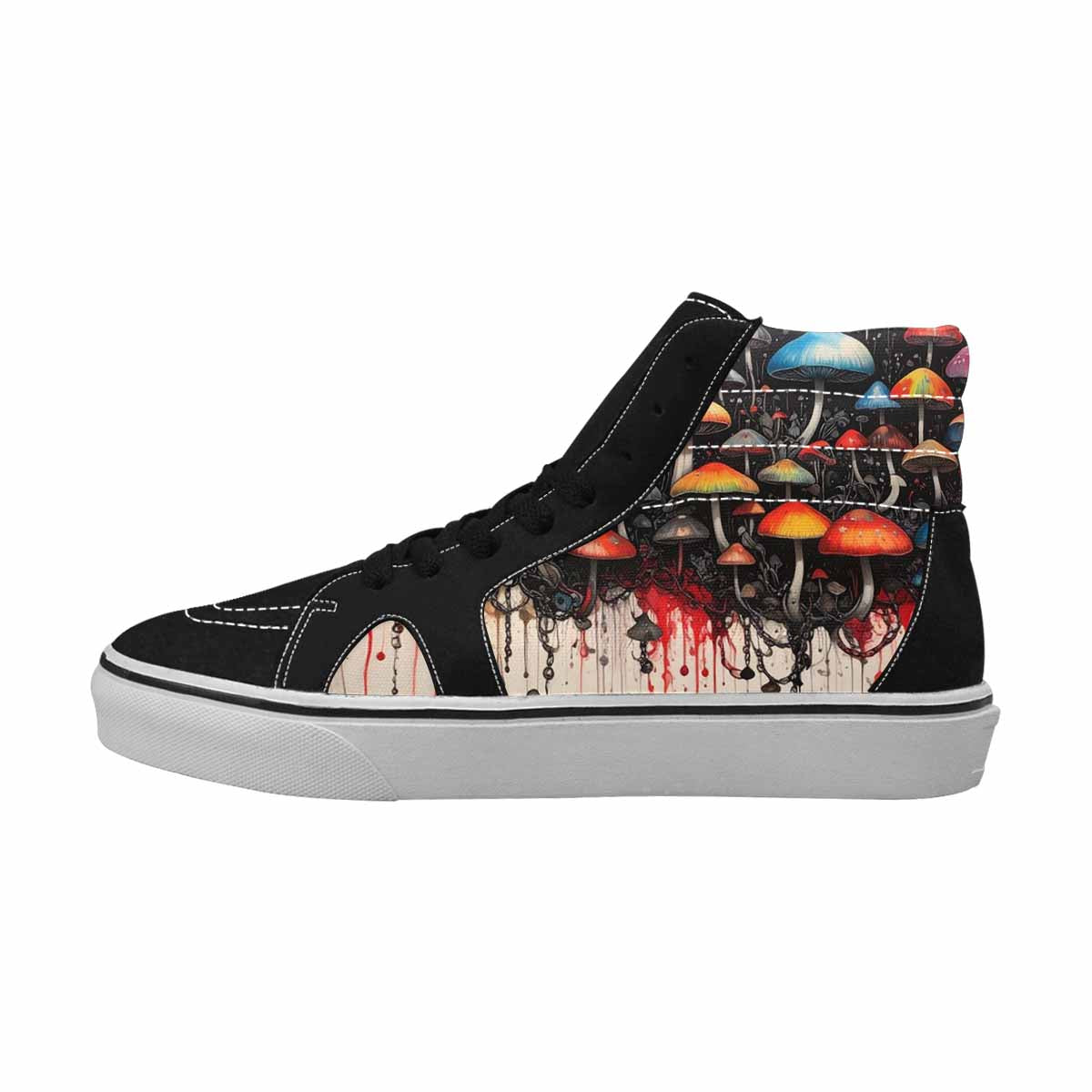 MEN'S Rainbow Drip Mushrooms High Top Canvas Vibrant Chaos Custom Sneakers