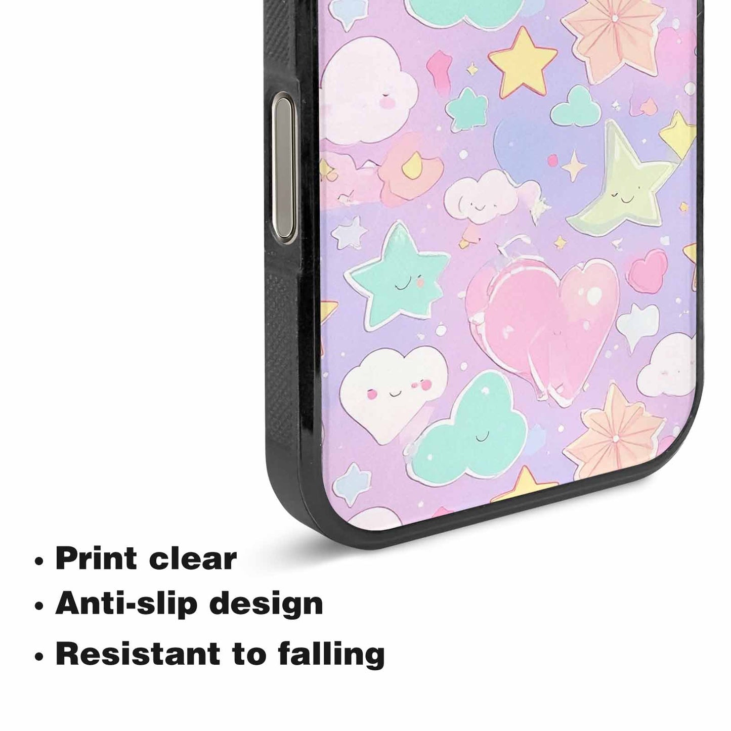 iPhone 16 Pro Case — Cute Kawaii Style Generic Icons Stars, Personalized Phone Case
