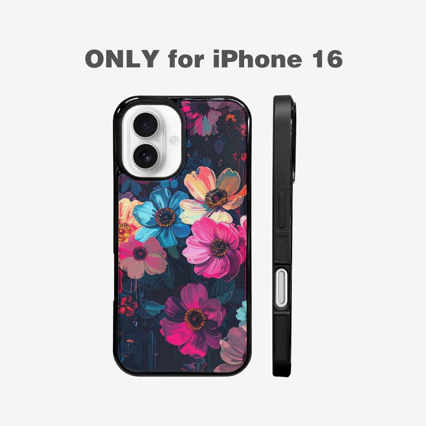 iPhone 16 Case — Shadowy Glitch Floral Pattern Hundreds Of, Personalized Phone Case