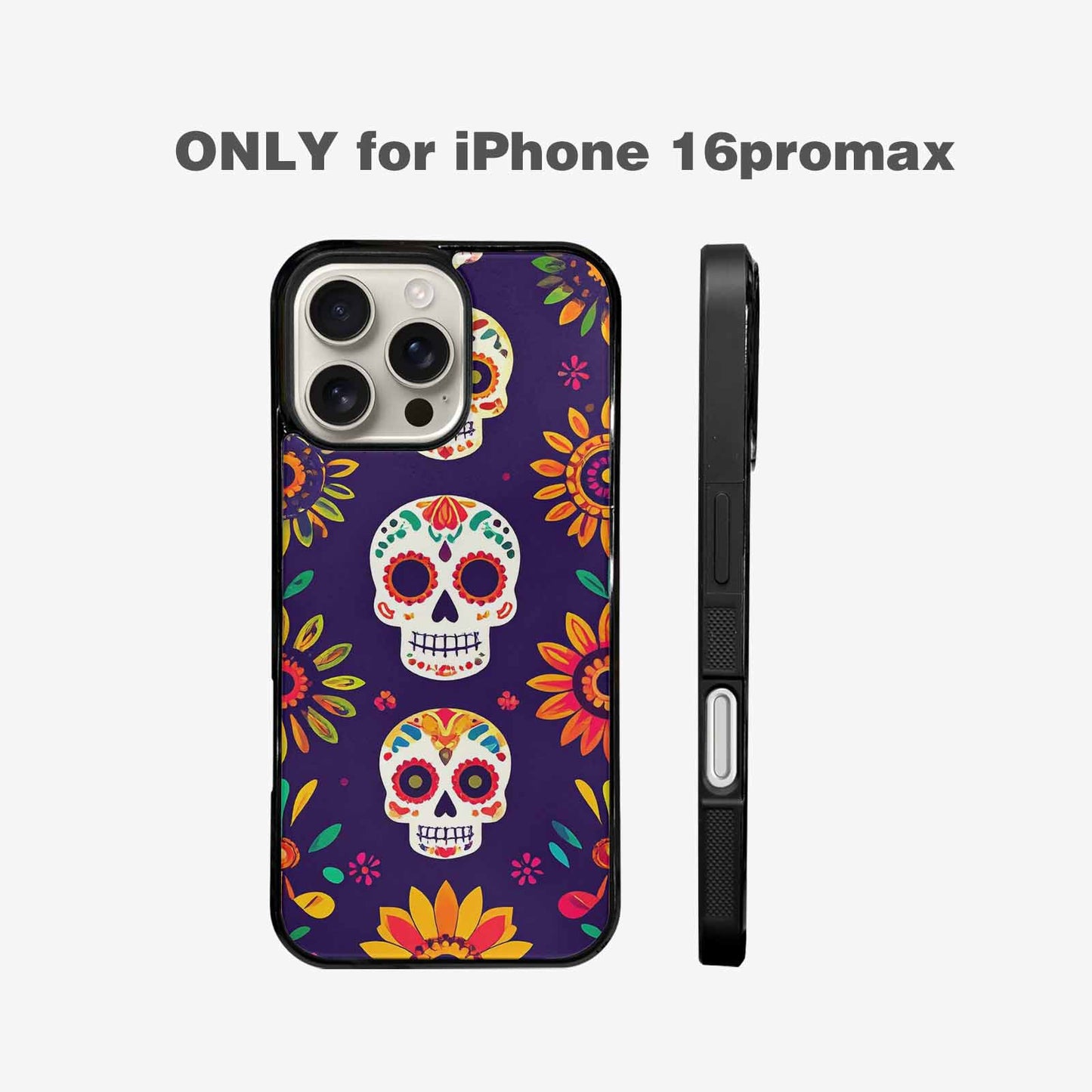iPhone 16 Pro Max Case — Sunflowers Hundreds Of Skulls Art Seamless, Unique Phone Case Design