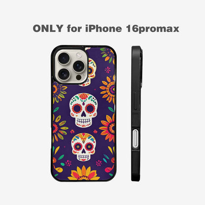 iPhone 16 Pro Max Case — Sunflowers Hundreds Of Skulls Art Seamless, Unique Phone Case Design