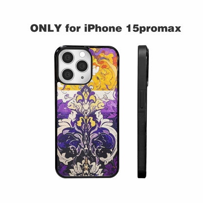 iPhone 15 Pro Max Case — Nonbinary Flag Color Theme Small Rainbow, Custom Phone Case