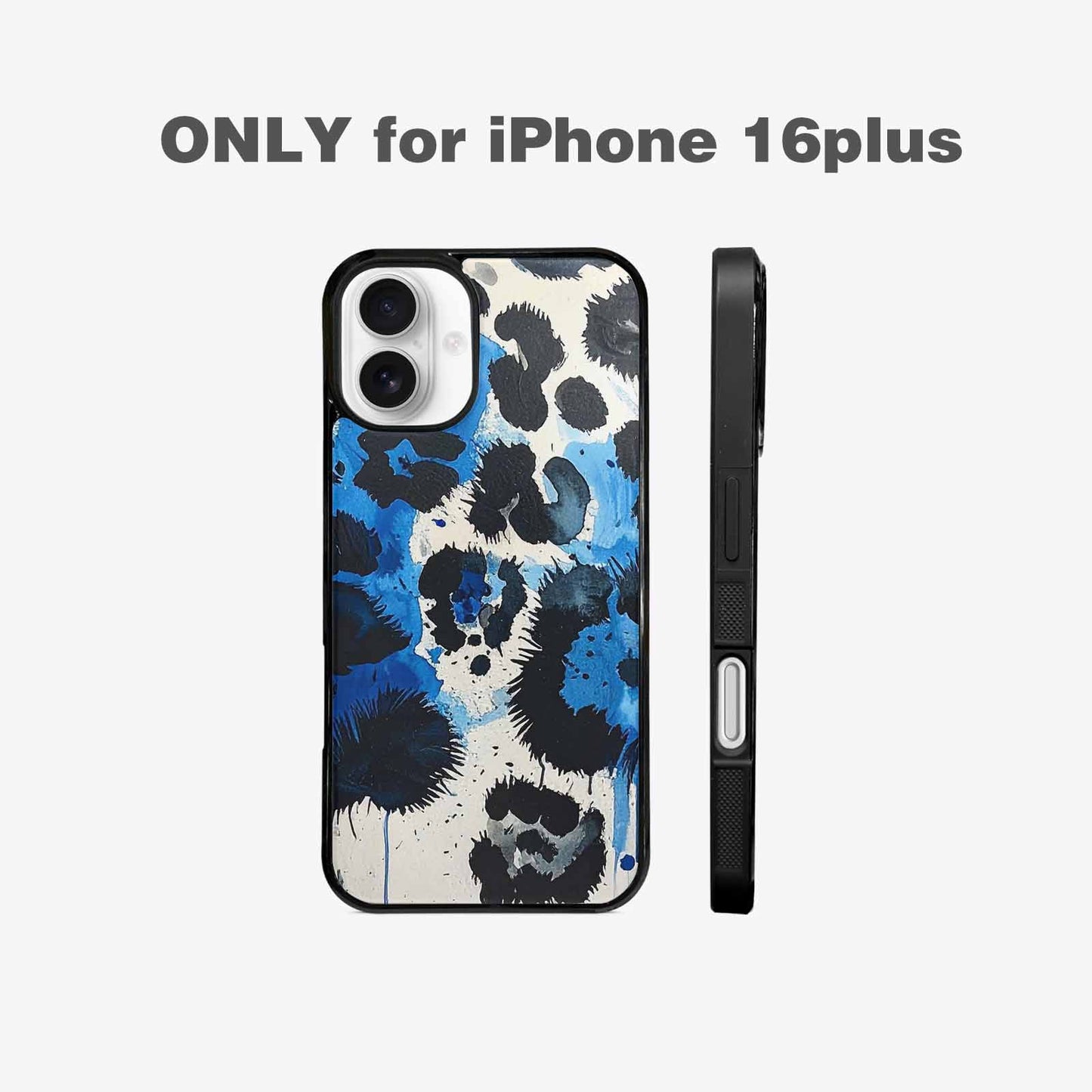 iPhone 16 Plus Case — Animal Print Black Blue Ink Animal, Custom Art Phone Cover