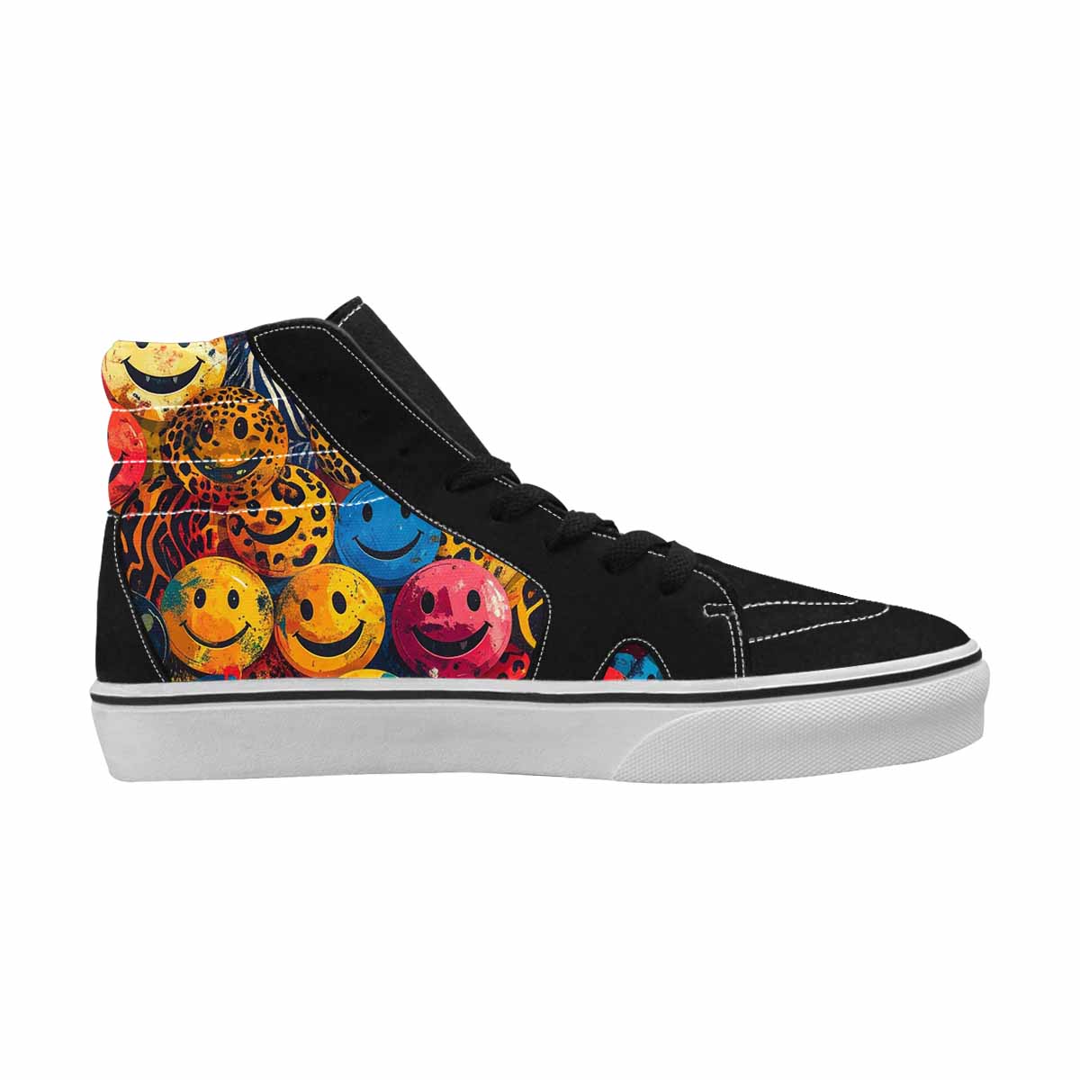 MEN'S Smiley Faces High Top Canvas Kaleidoscope Custom Sneakers