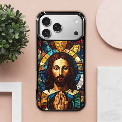 iPhone 17 Pro Max Case — Jesus Face Small Cross Original Art, Original Design Phone Case