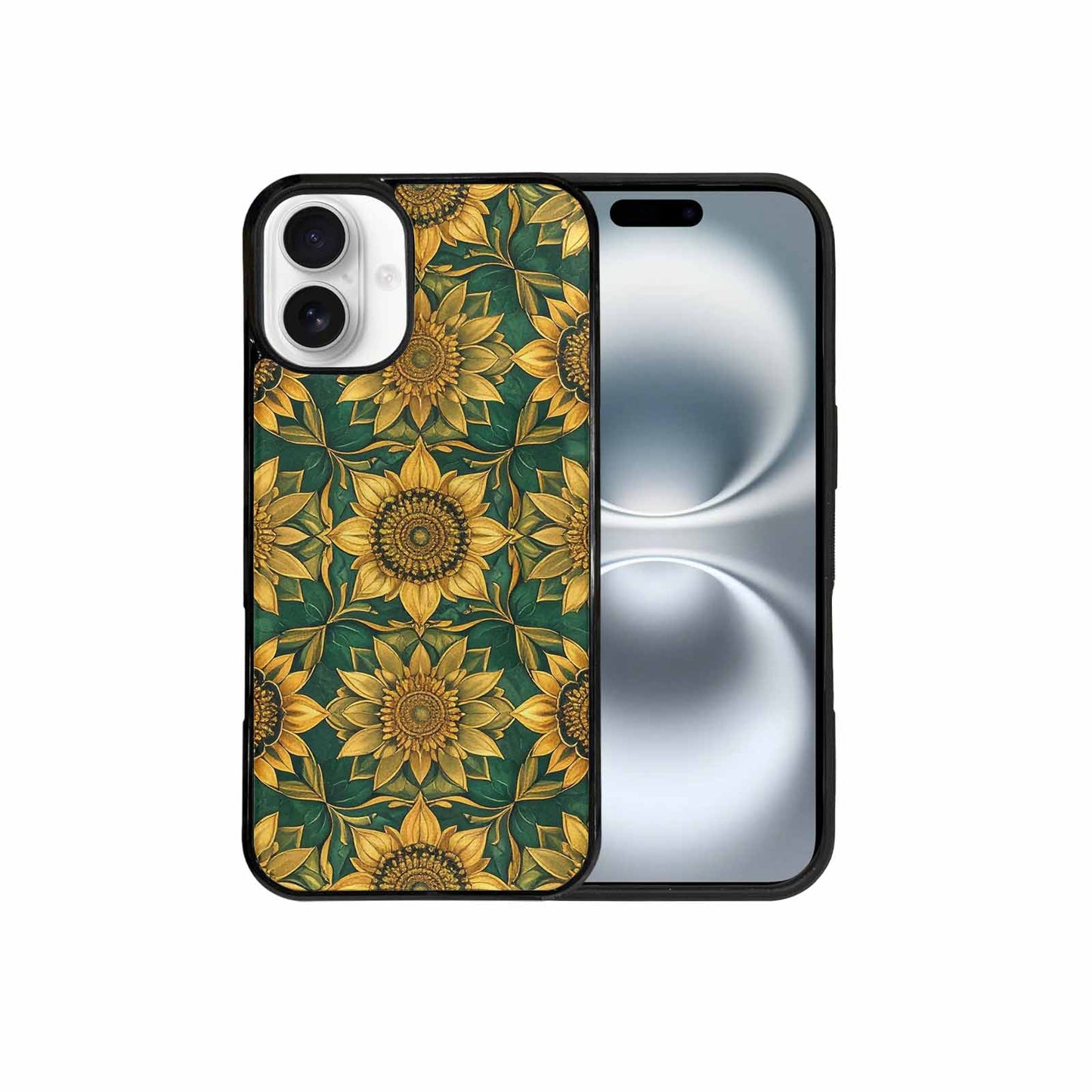 iPhone 16 Plus Case — Sunflower Mandala Kaleidoscope Custom, Custom Phone Case