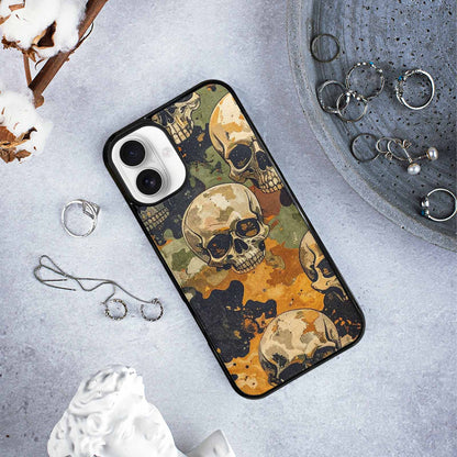 iPhone 16 Plus Case — Military Camo Skull Custom, Unique Phone Case Design