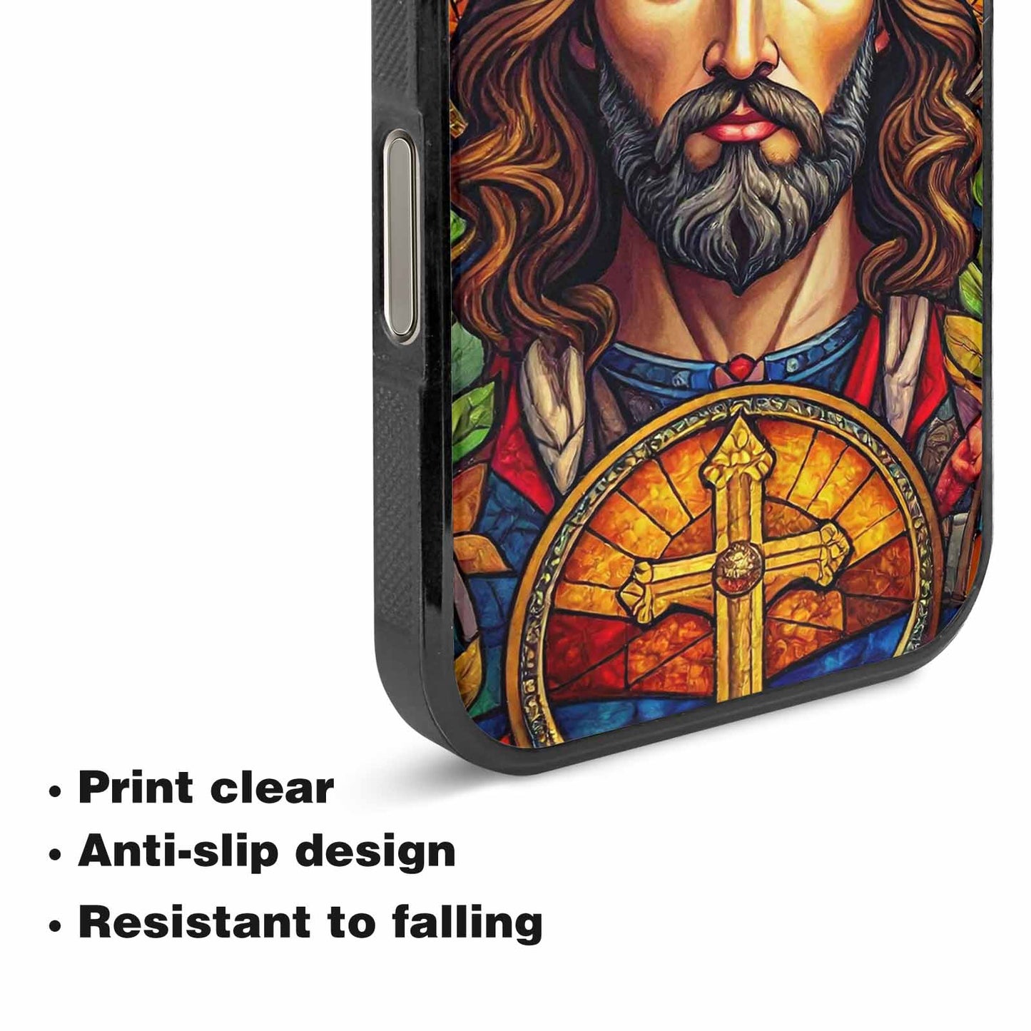 iPhone 16 Pro Case — Jesus Face Small Cross And Faith, Custom Designed Case Cover