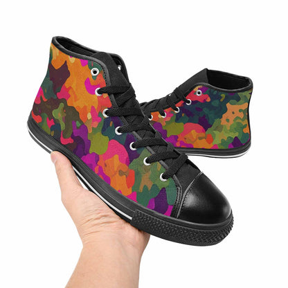 WOMEN'S Military Camouflage Blotch High Top Canvas Grunge Custom Shoes