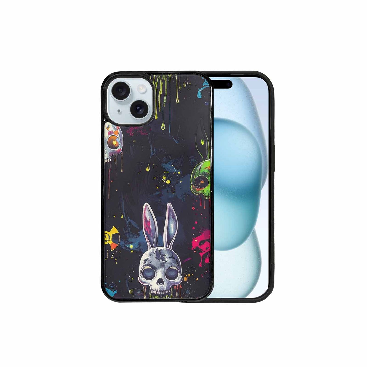 iPhone 15 Plus Case — Radioactive Ghost Bunny Skull Sm Onf, Customized Protective Case