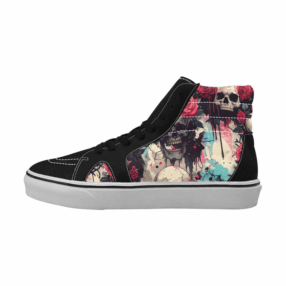 MEN'S Skulls Roses Skulls Roses High Top Canvas Kaleidoscope Sneakers