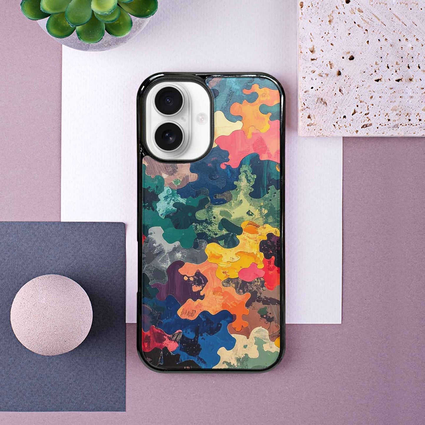 iPhone 16 Case — Camo Patches Full Color Vibrant Camo, Custom Art Phone Cover