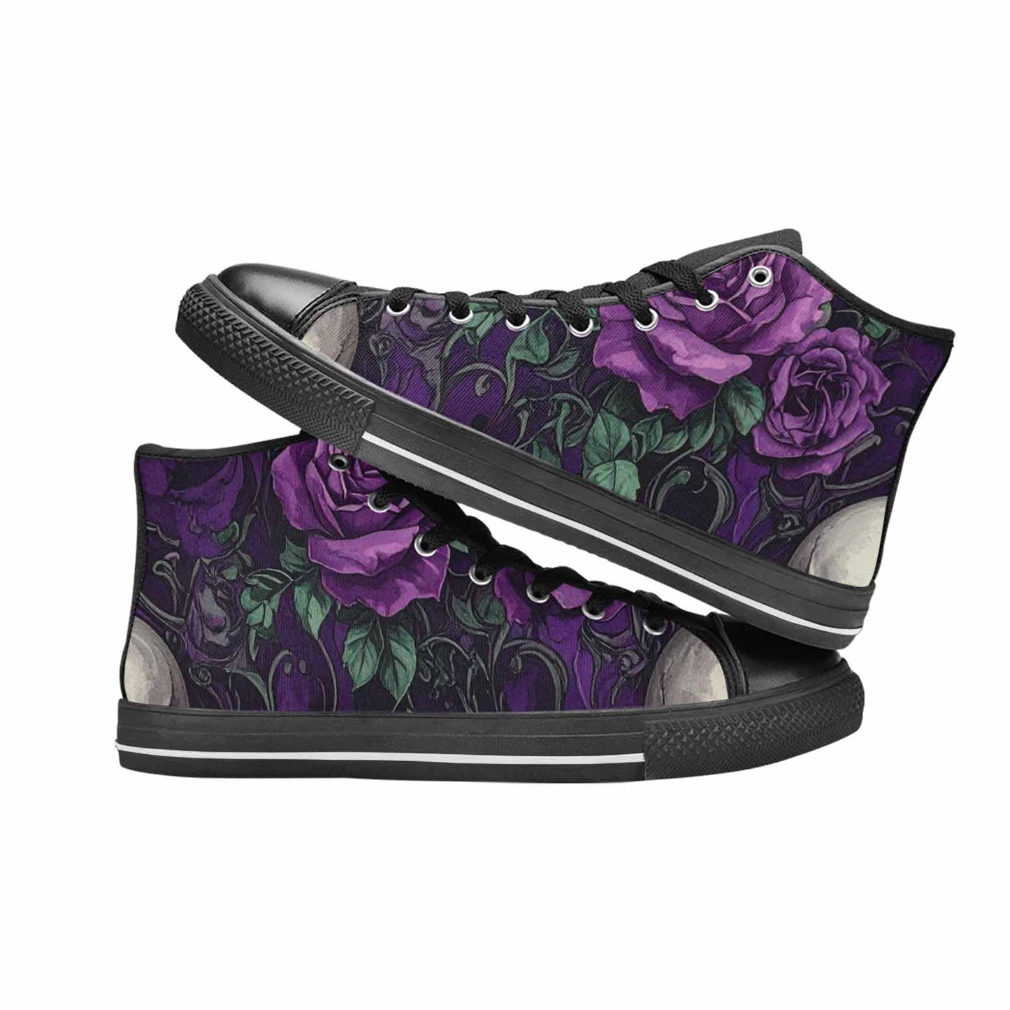 WOMEN'S Skulls Roses Gothic Filigree High Top Canvas Cottagecore Custom Shoes