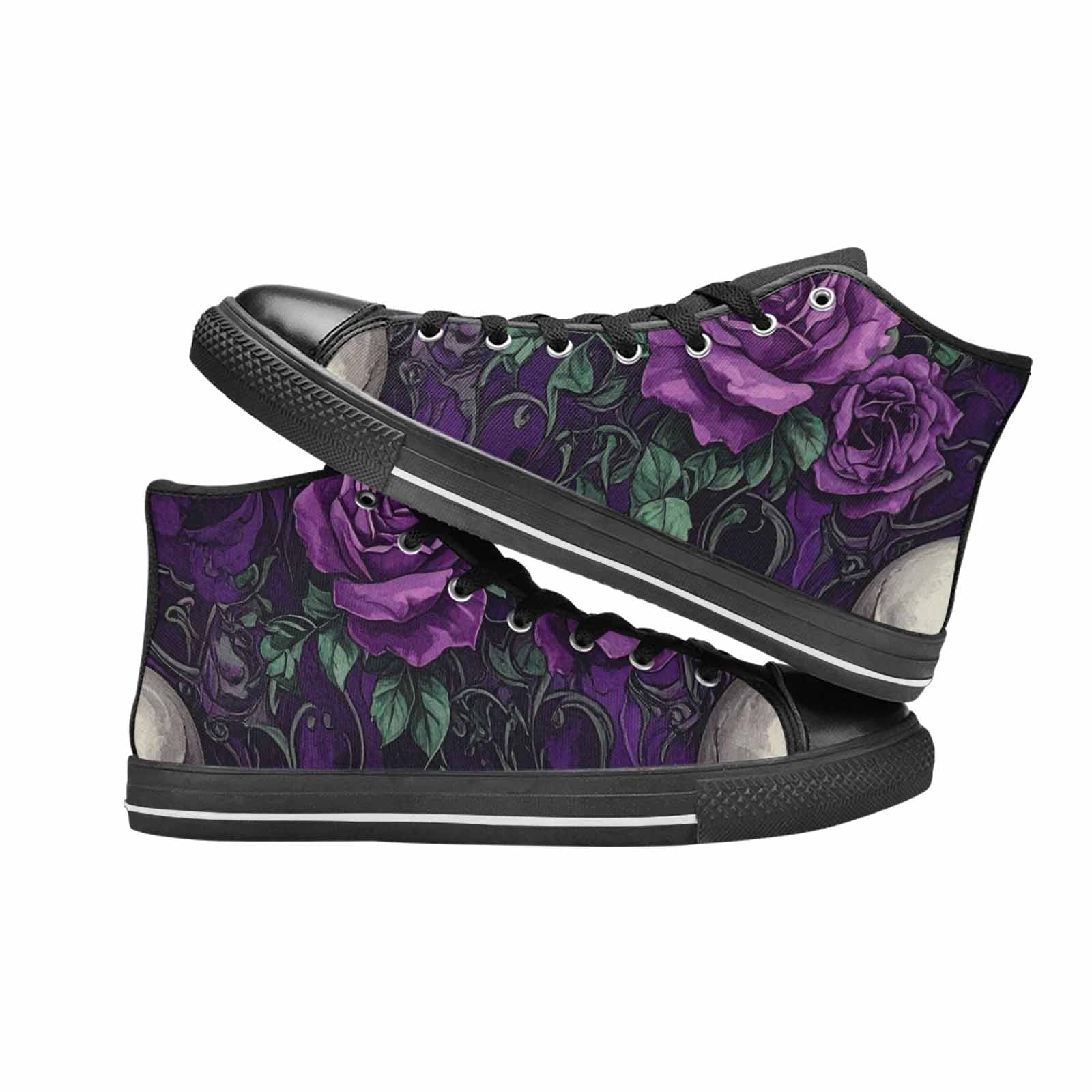 WOMEN'S Skulls Roses Gothic Filigree High Top Canvas Cottagecore Custom Shoes
