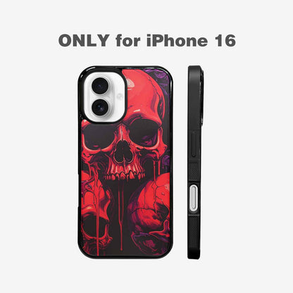 iPhone 16 Case — Red Purple Skeletons Neon Drip Melting, Custom Art Phone Cover